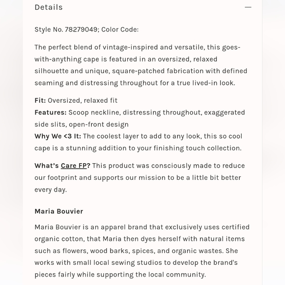 Free People x Maria Bouvier Poppy Cape - Picture 8 of 9